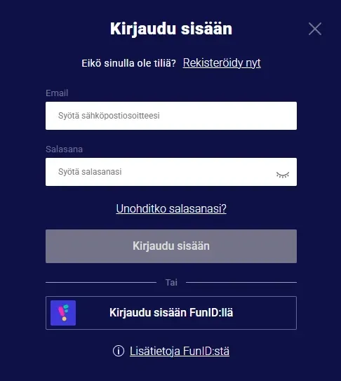Kirjautumislomake Frumzi kasino